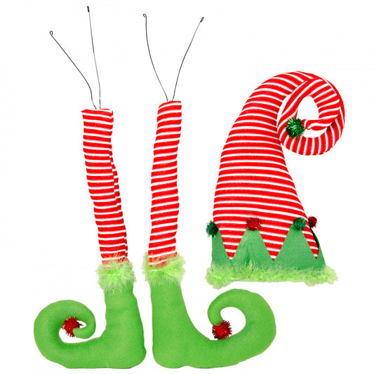 Wreath Attachment Plush Christmas Elf Set Red & Lime Green